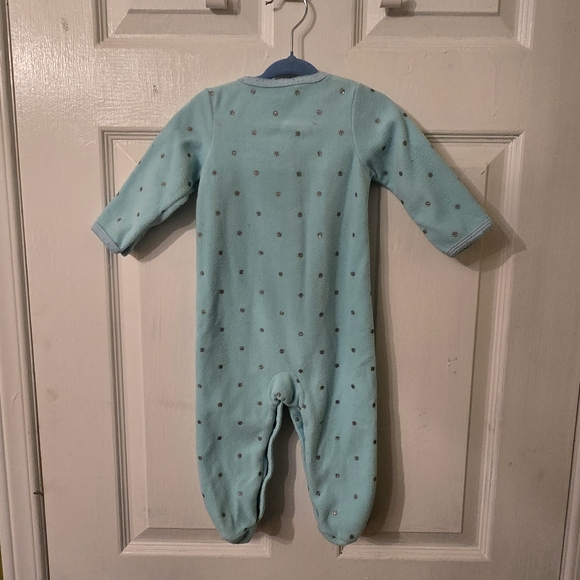 Carters Blue Polkadot Fleece Onesie Size 9M - Picture 3 of 3